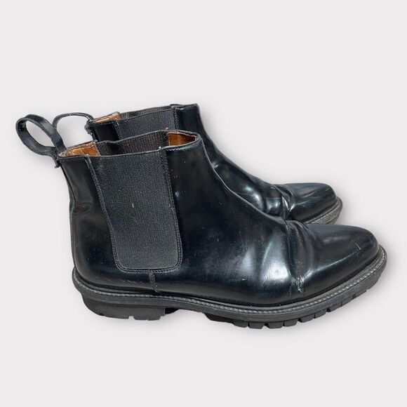 Creatures of Comfort Black Patent Leather Ankle Pull On Moto Boots - Picture 11 of 16